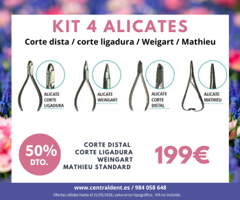Pack 4 alicates ortodoncia (corte distal + corte ligadura + Weingart + Mathieu)