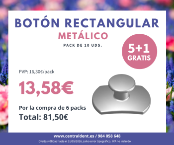 6 Packs Botón metálico rectangular (Oferta 5+1)